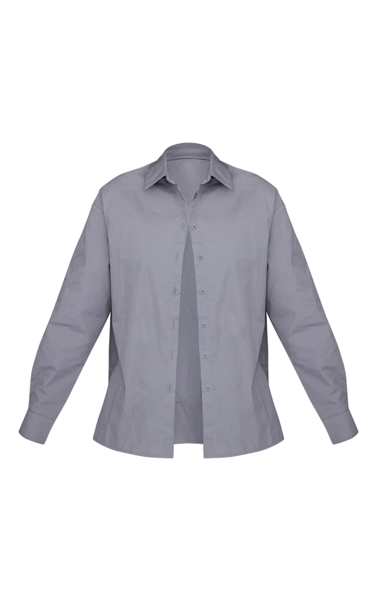 Charcoal Cotton Button Shirt PrettyLittleThing KSA