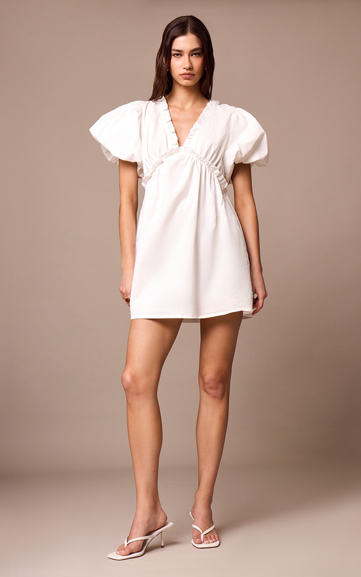 Robe trapèze en coton blanc plissée image 3
