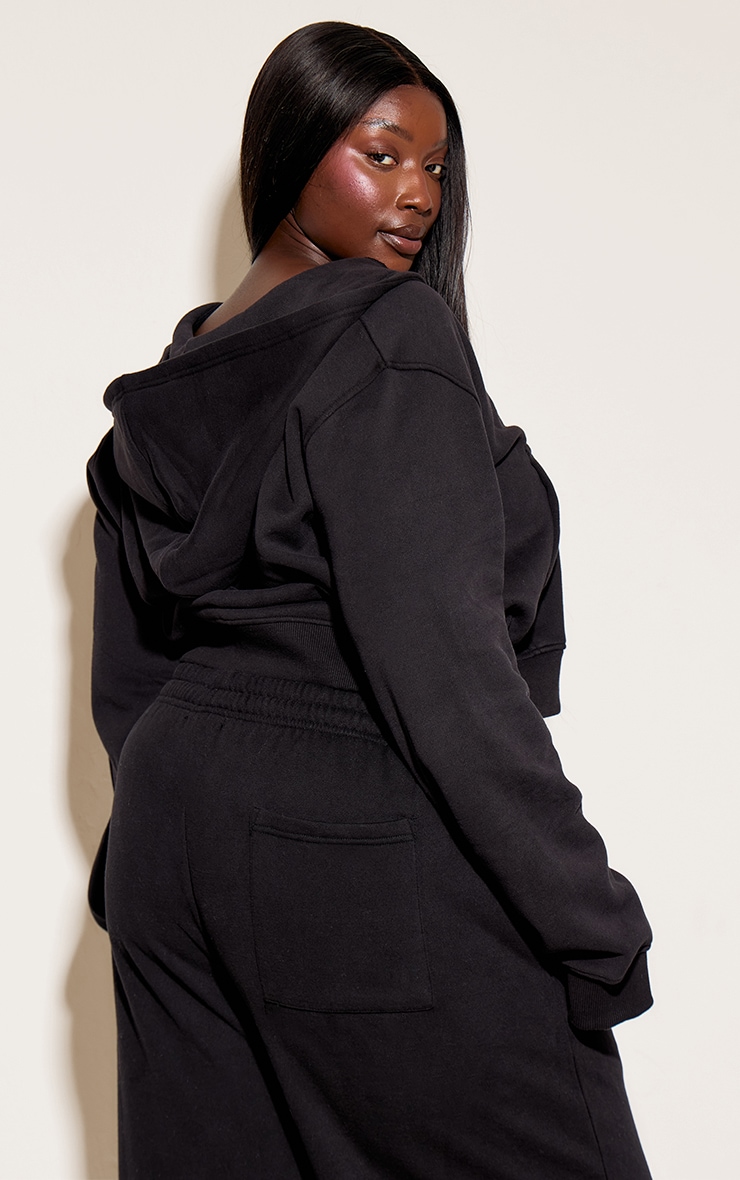 Plus Black Zip Through Hoodie image 2