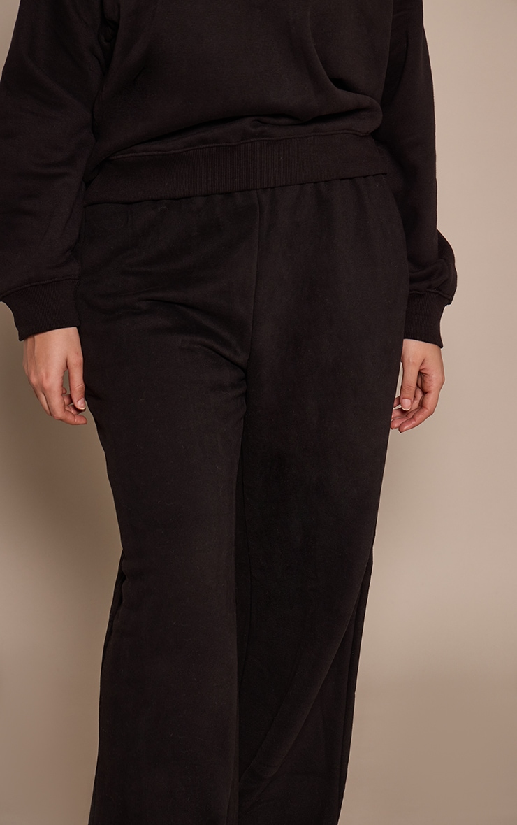 Plus Black Cotton Fleece Straight Leg Sweatpants image 4