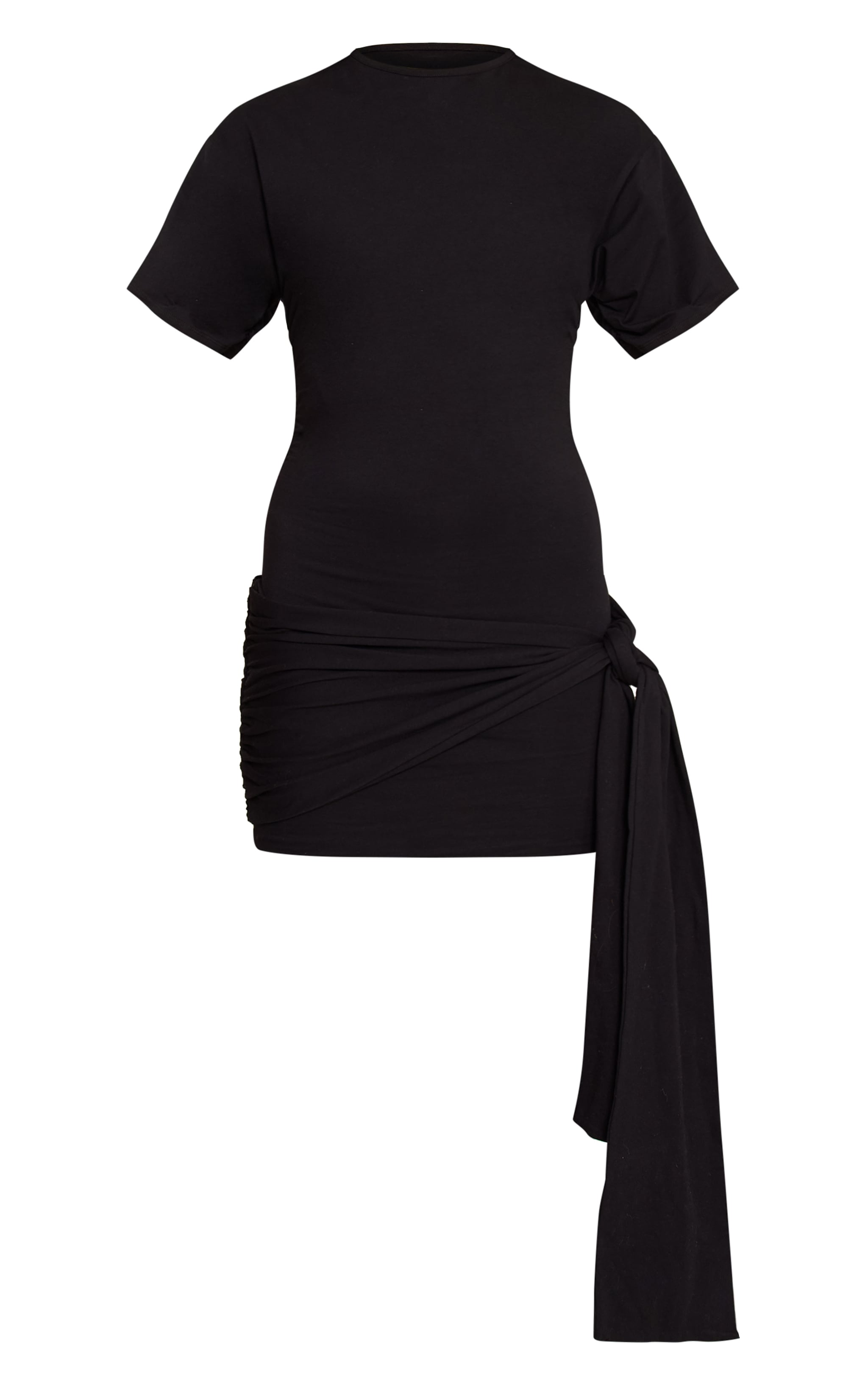 Black Tie Wrap Short Sleeve Bodycon Dress image 5