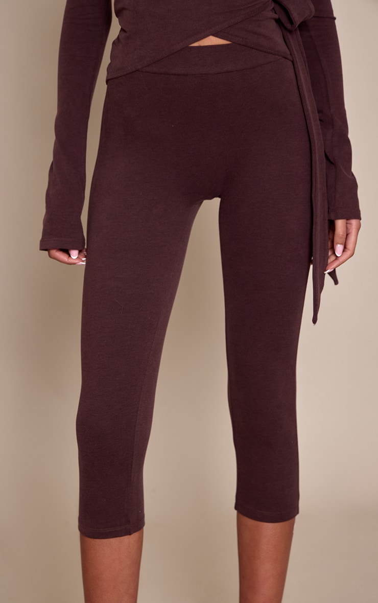 Tall PLT Legging capri en coton doux chocolat image 4