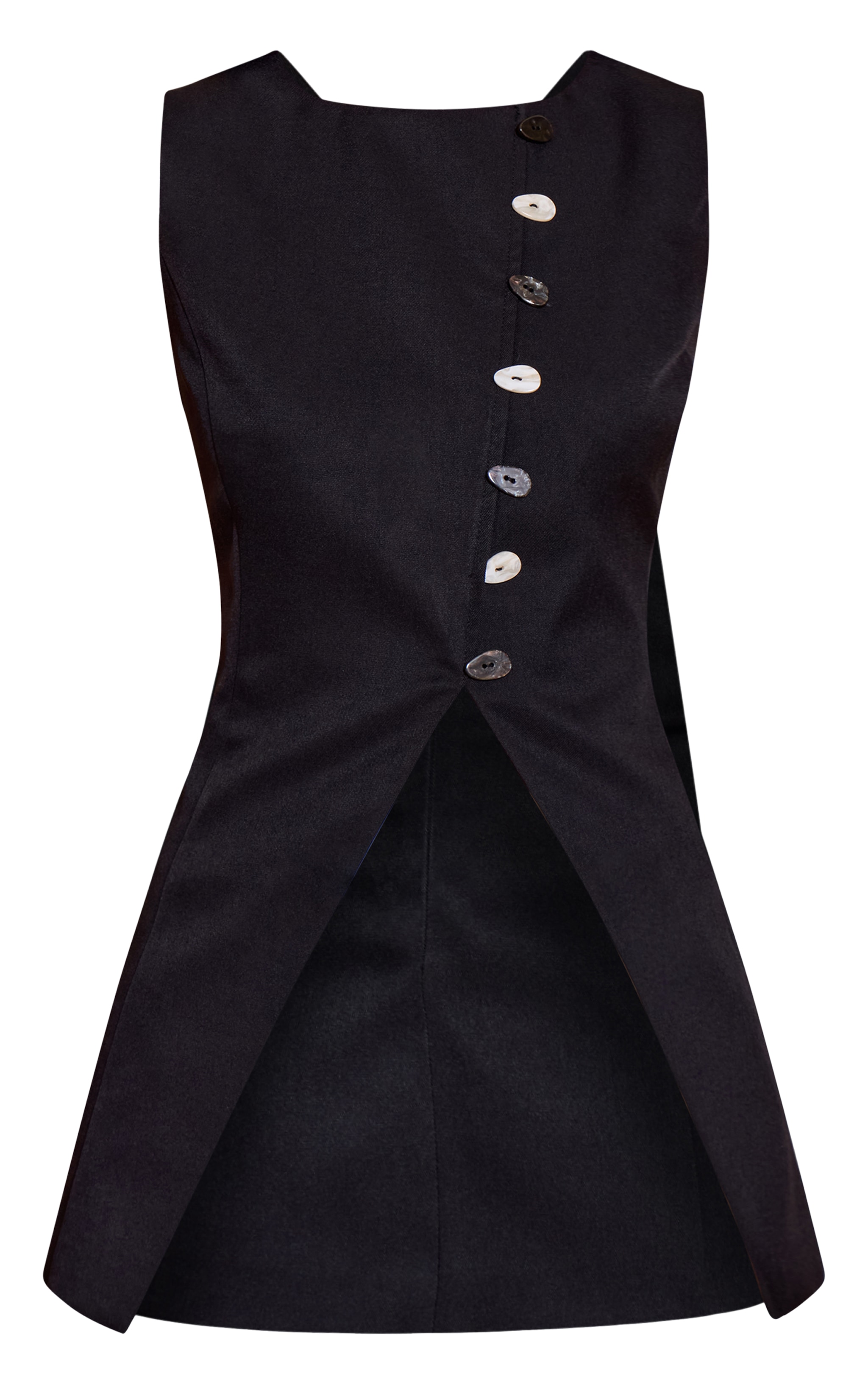 Black Woven Asymmetric Trim Detail Vest image 5