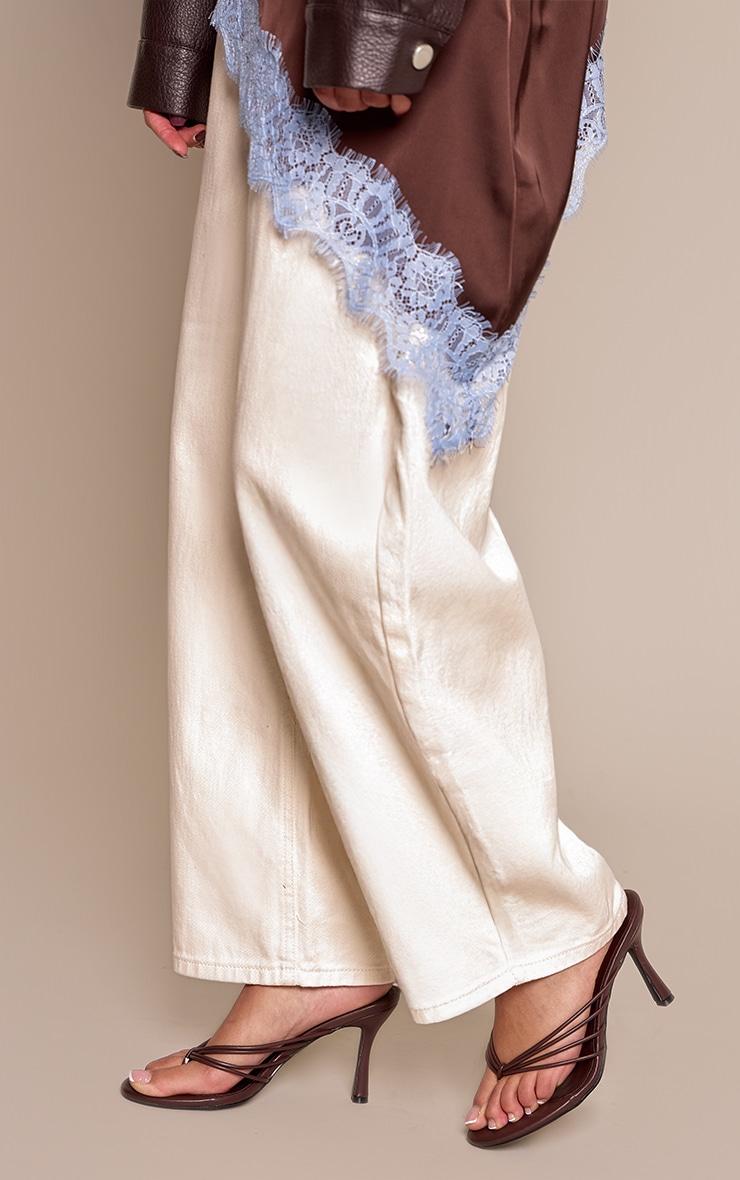 Chocolate Pu Round Toe Thong Strappy Mid Heeled Mules