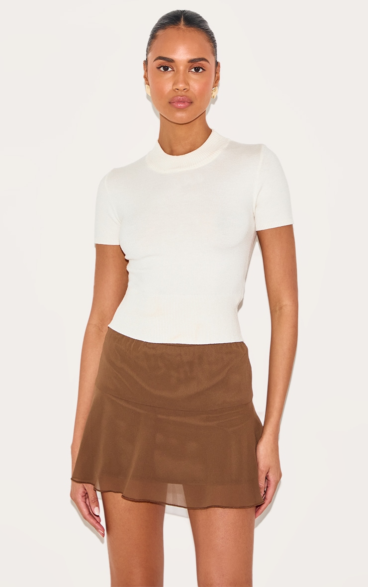Chocolate Frill Hem Mini Skirt image 4