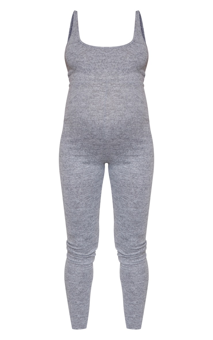 Maternity Grey Soft Rib Jumpsuit image 5