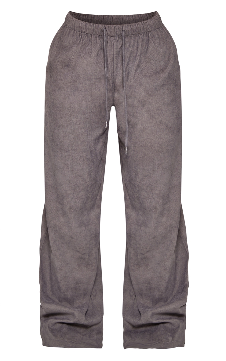 Pantalon en velours côtelé gris anthracite taille basse à lien noué image 5