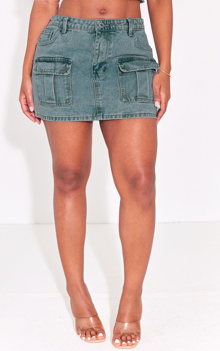 Shape Vintage Wash Denim Low Rise Micro Mini Skirt image 2