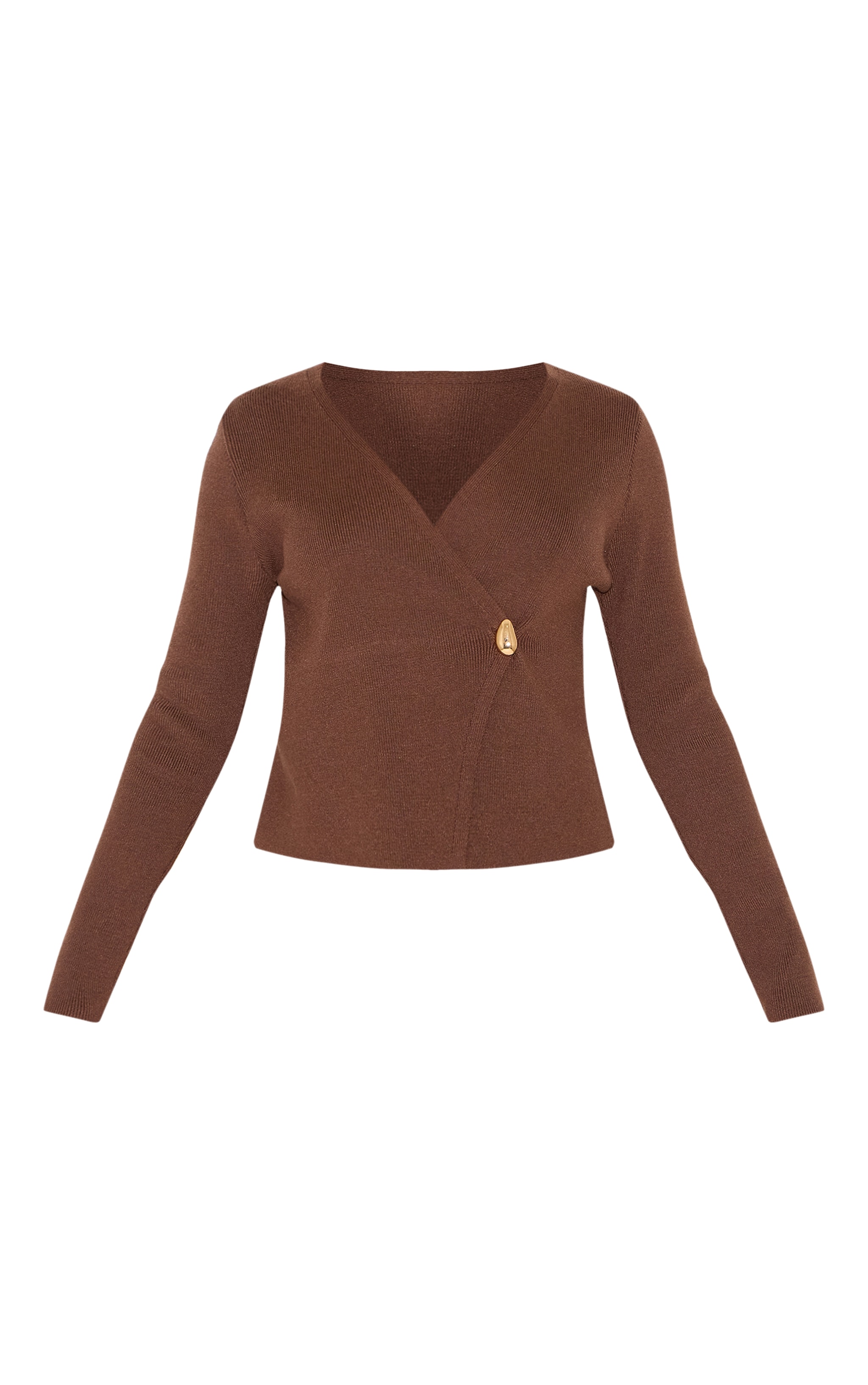 Cardigan Court Asymétrique en Maille Tricot Compact Chocolat image 5
