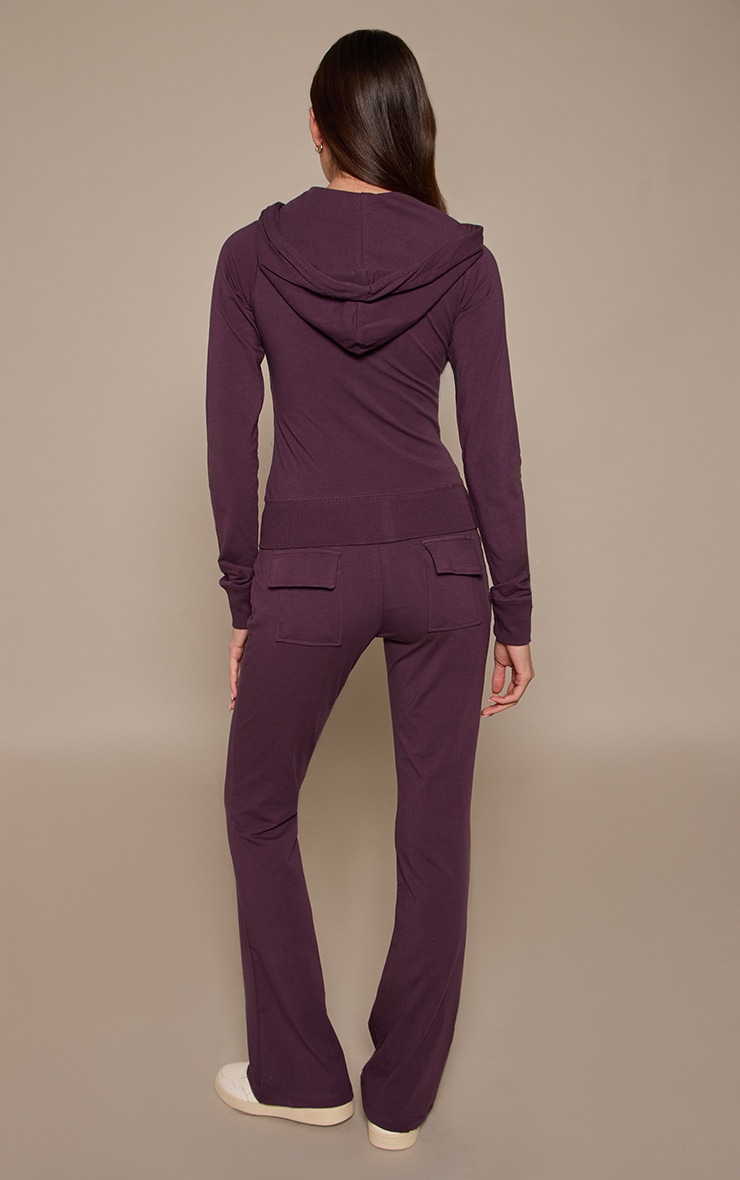 Dark Plum Low Rise Skinny Flare Pants image 3