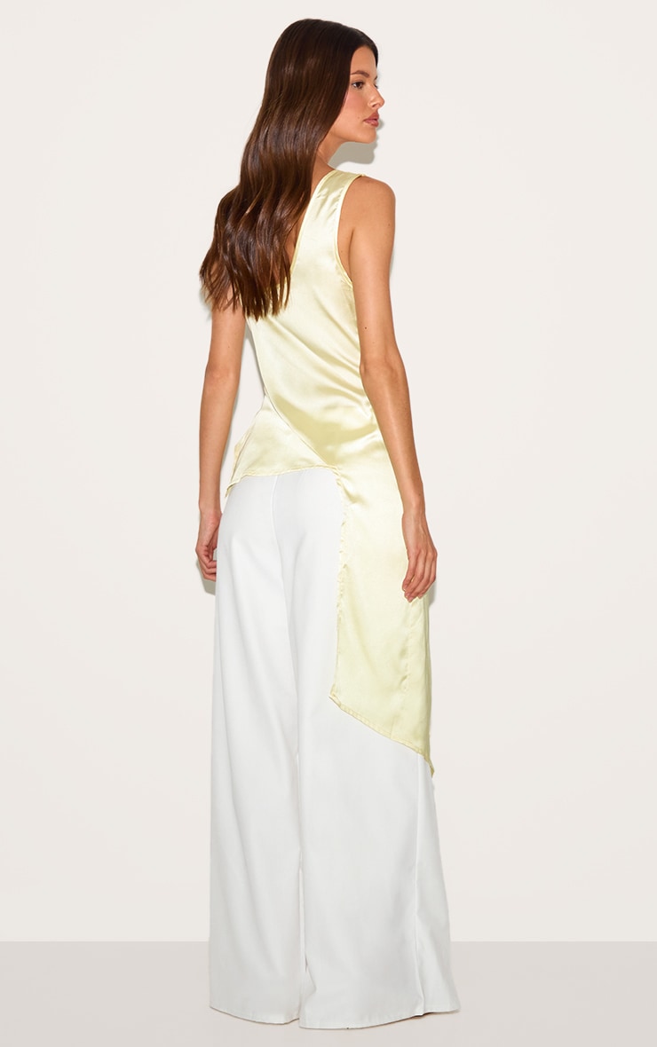 Yellow Asymmetric Satin Top image 2