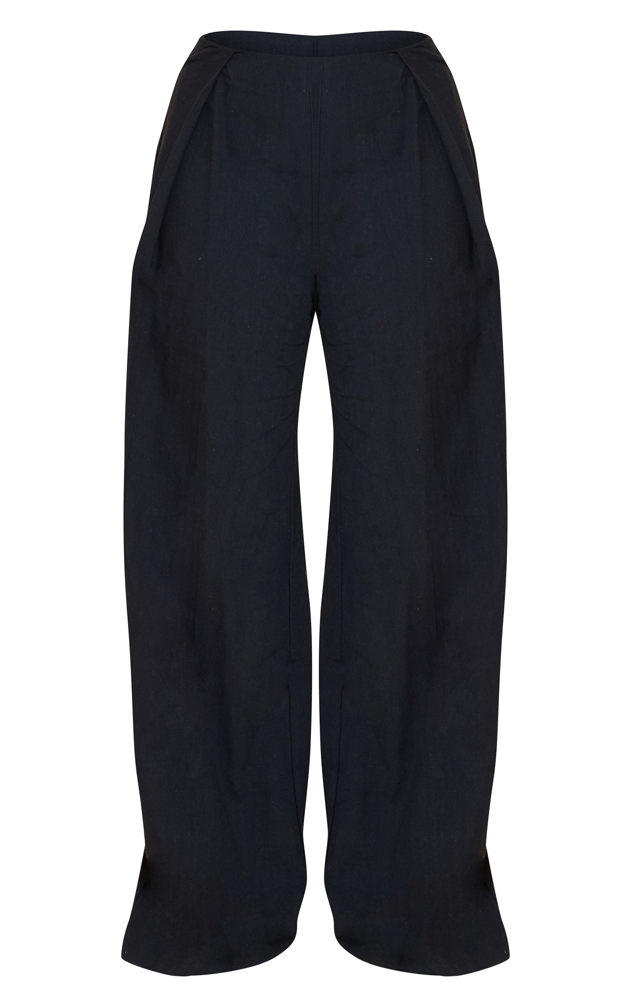 Shape BLACK Linen Look Highwaisted Pleated Wide Leg Pants image 5