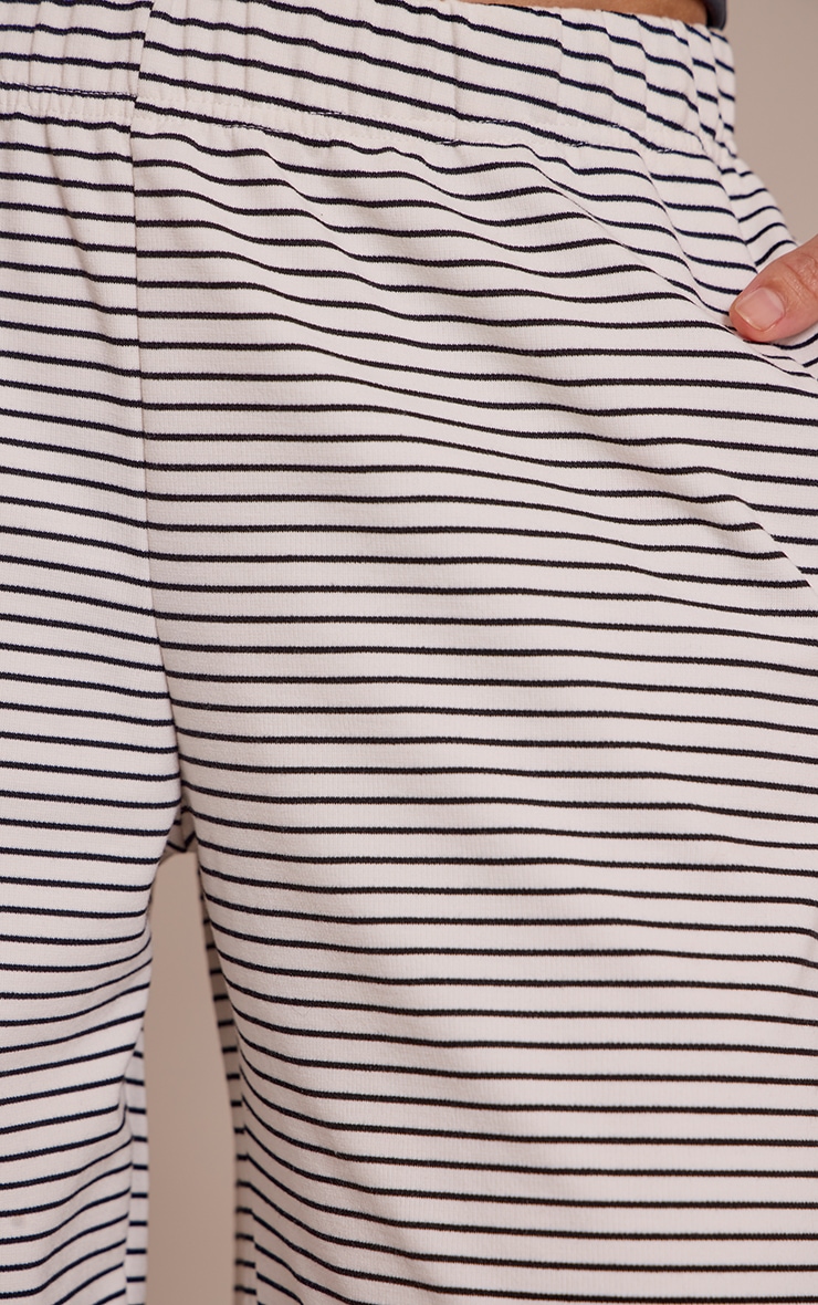 Monochrome Stripe Heavy Cotton Drawstring Wide Leg Pants image 4