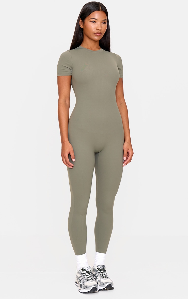 Combishort moulant en Sculpt vert olive à manches courtes image 3