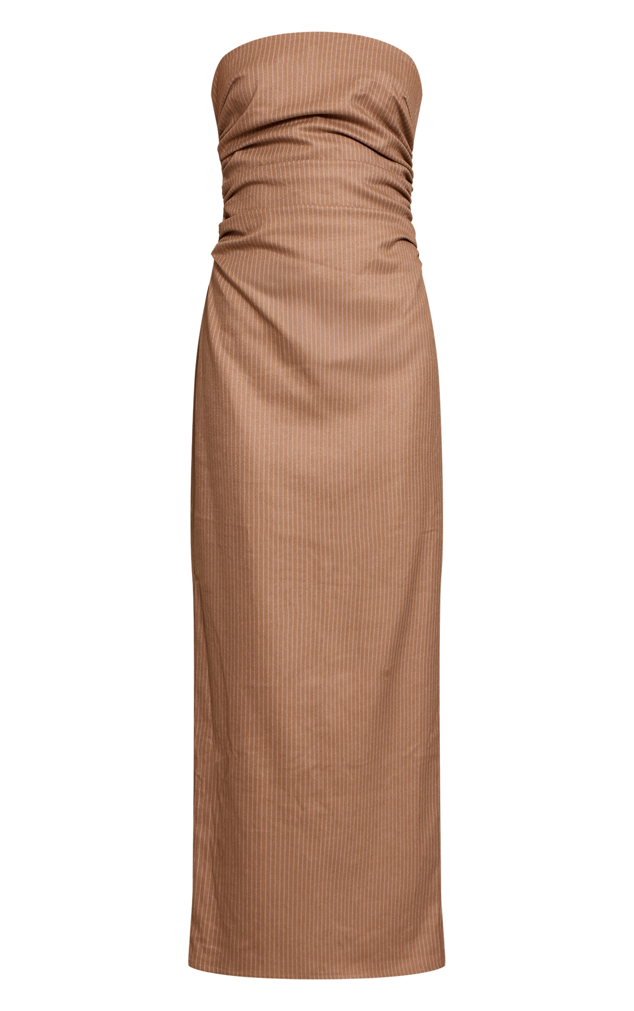 Stone Pinstripe Bandeau Ruched Detail Maxi Dress image 5