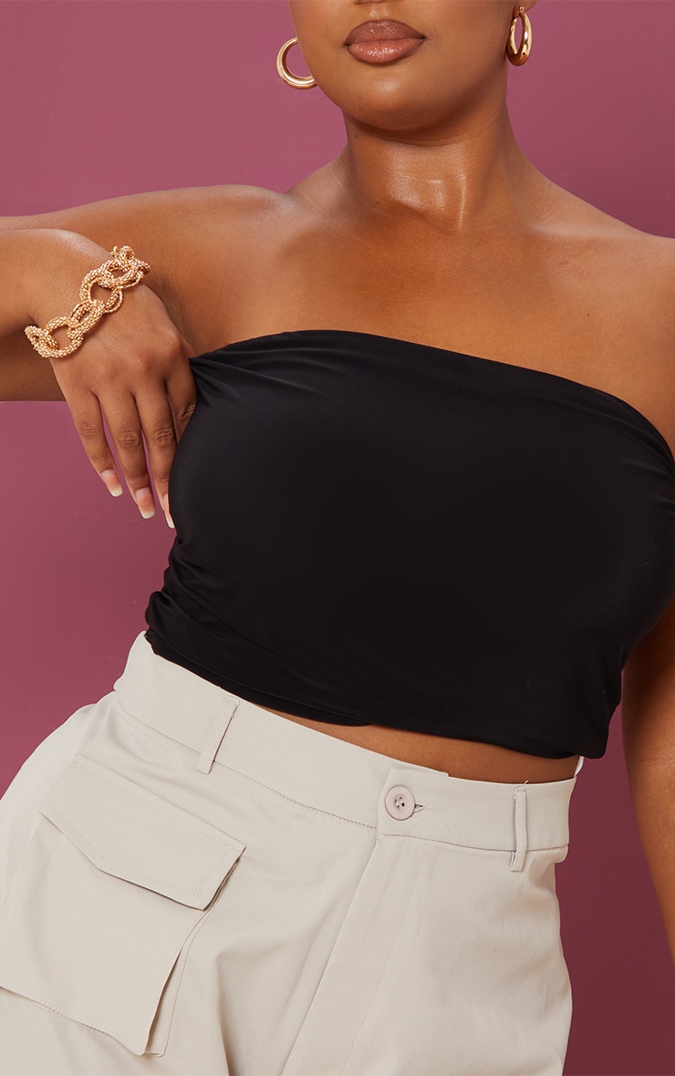 Plus Black Slinky Bandeau Top image 3