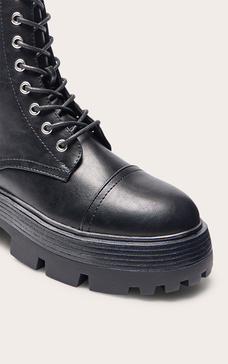 Black Lace Up Chunky Sole Hiker Boots image 5