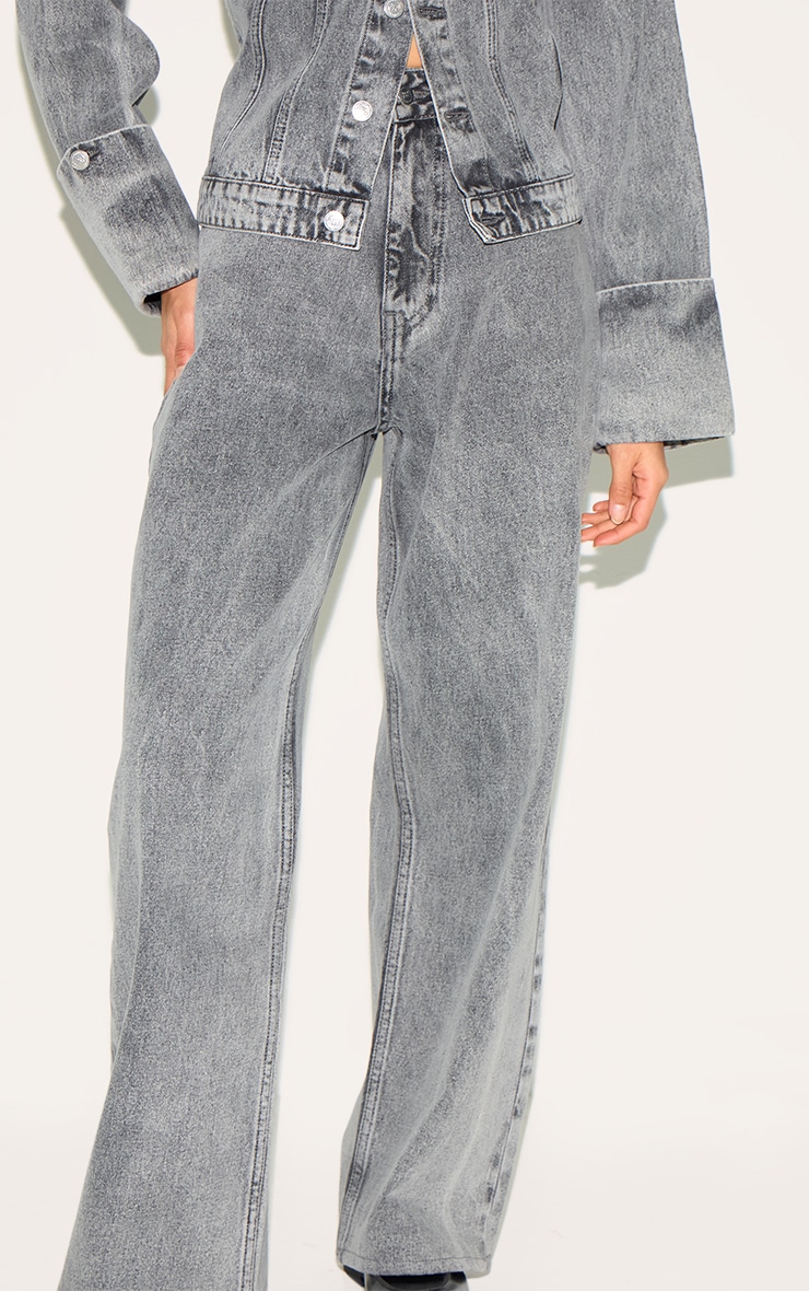 Ice Grey Mid Rise Wide Leg Jeans image 4