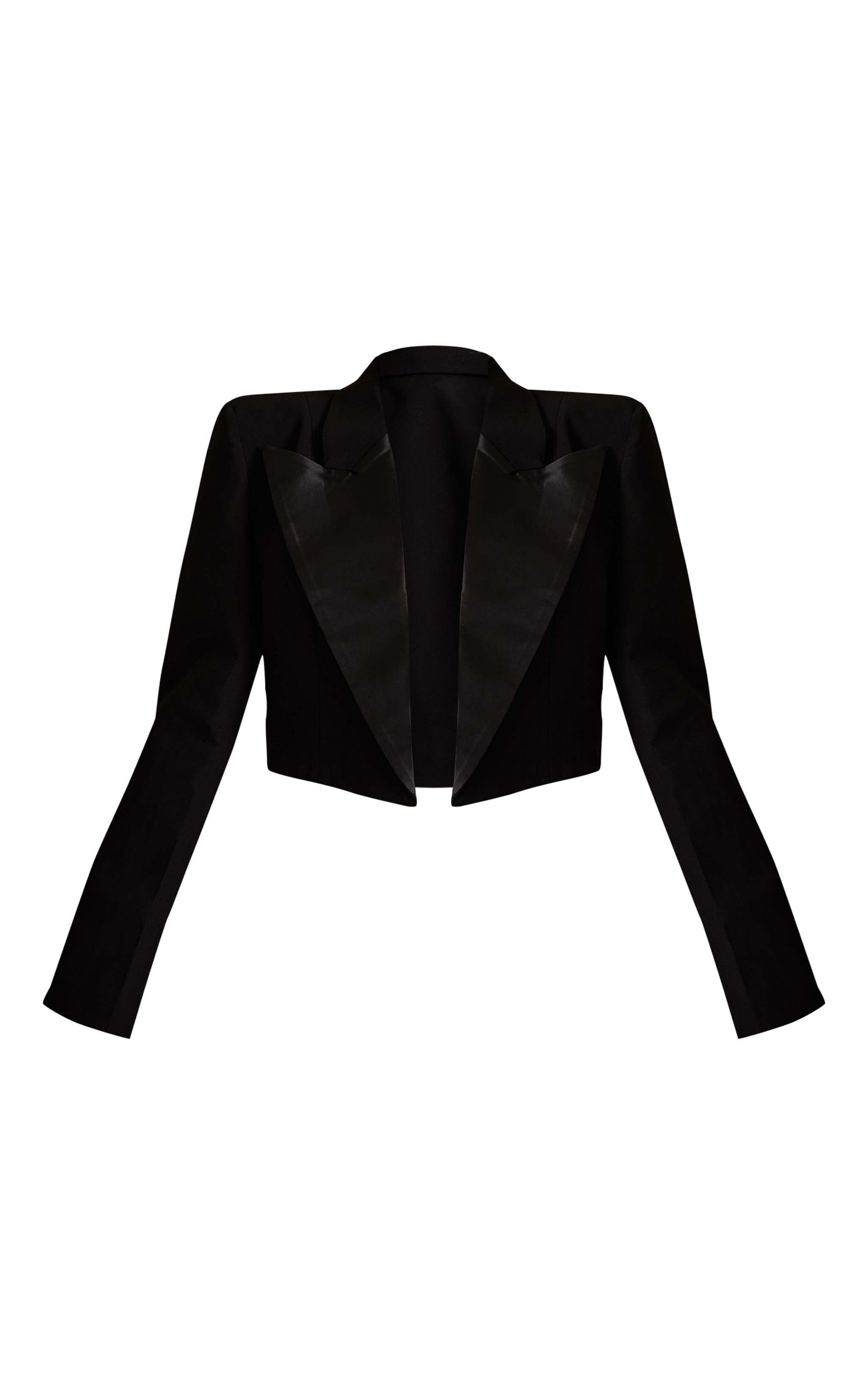 PLT Label Plus Black Satin Lapel Cropped Blazer image 5