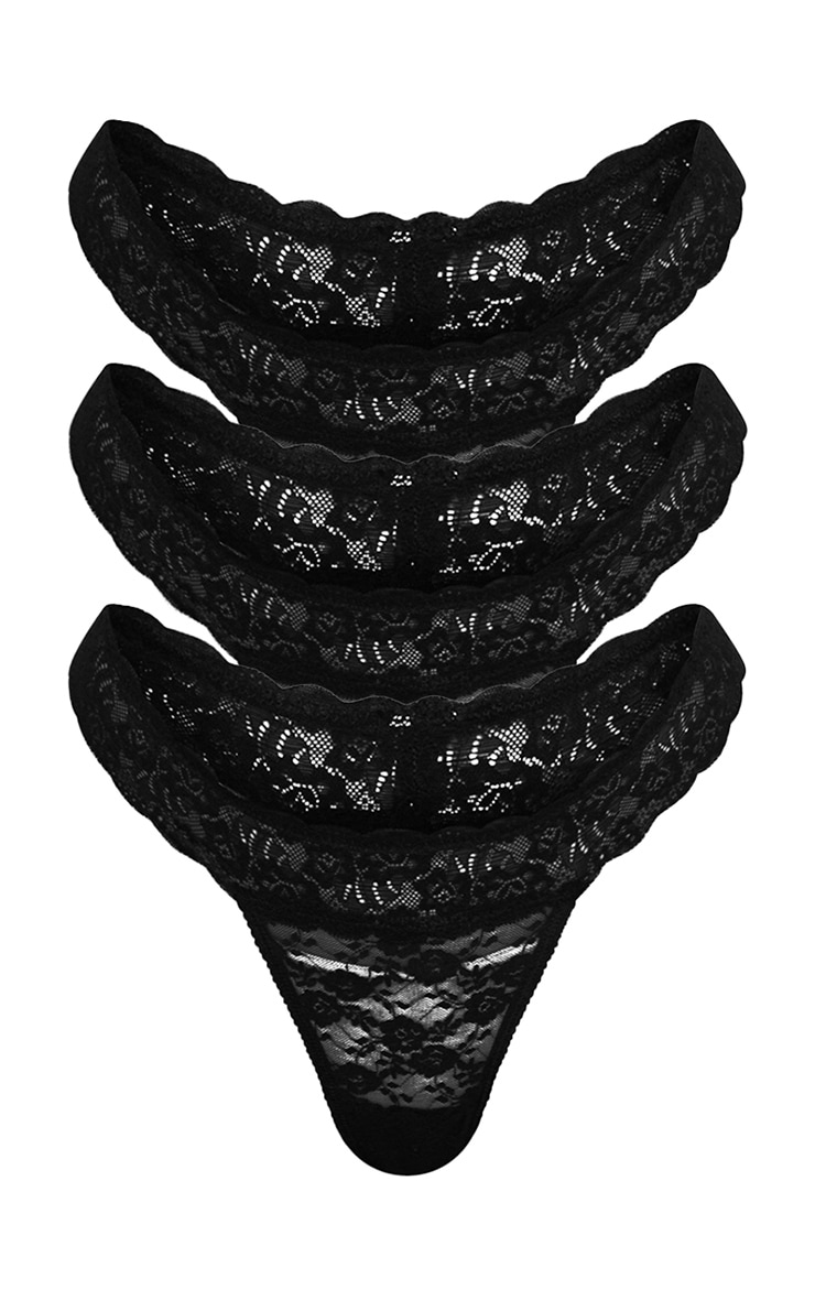 Black Basic Lace Thong 3 Pack PrettyLittleThing USA