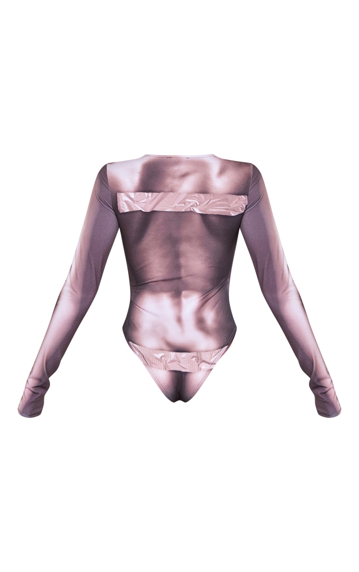 Grey Body Print Long Sleeve Bodysuit image 6