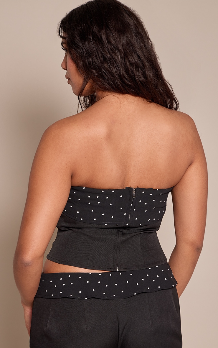 Shape Black Polka Dot Detail Bandeau Top image 2
