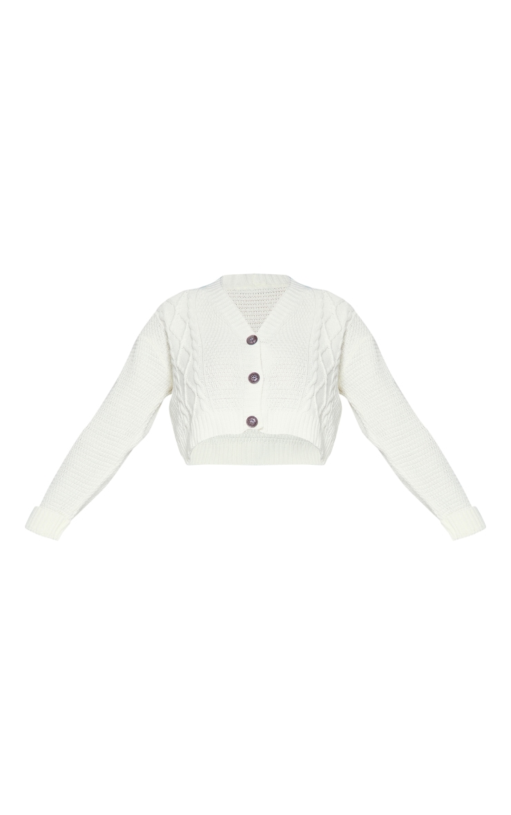 Petite Cream Cable Knit Cropped Cardigan image 5