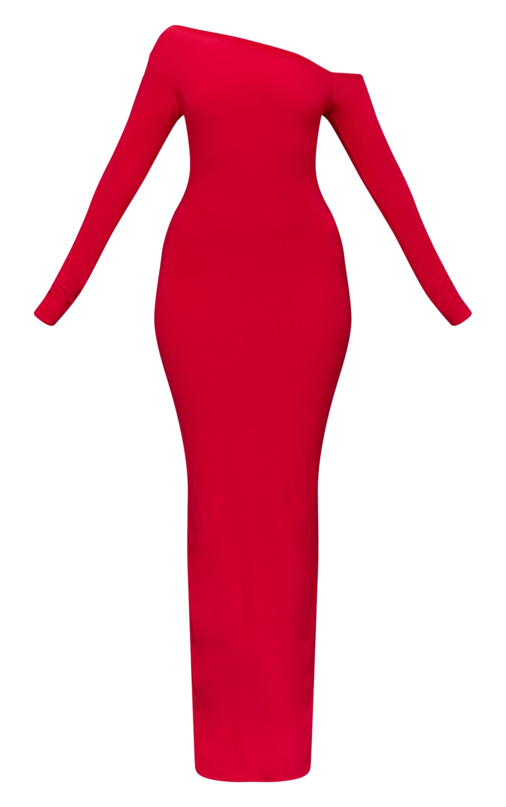 Tyla | Red Asymmetric High-Neck Split Maxi Dress