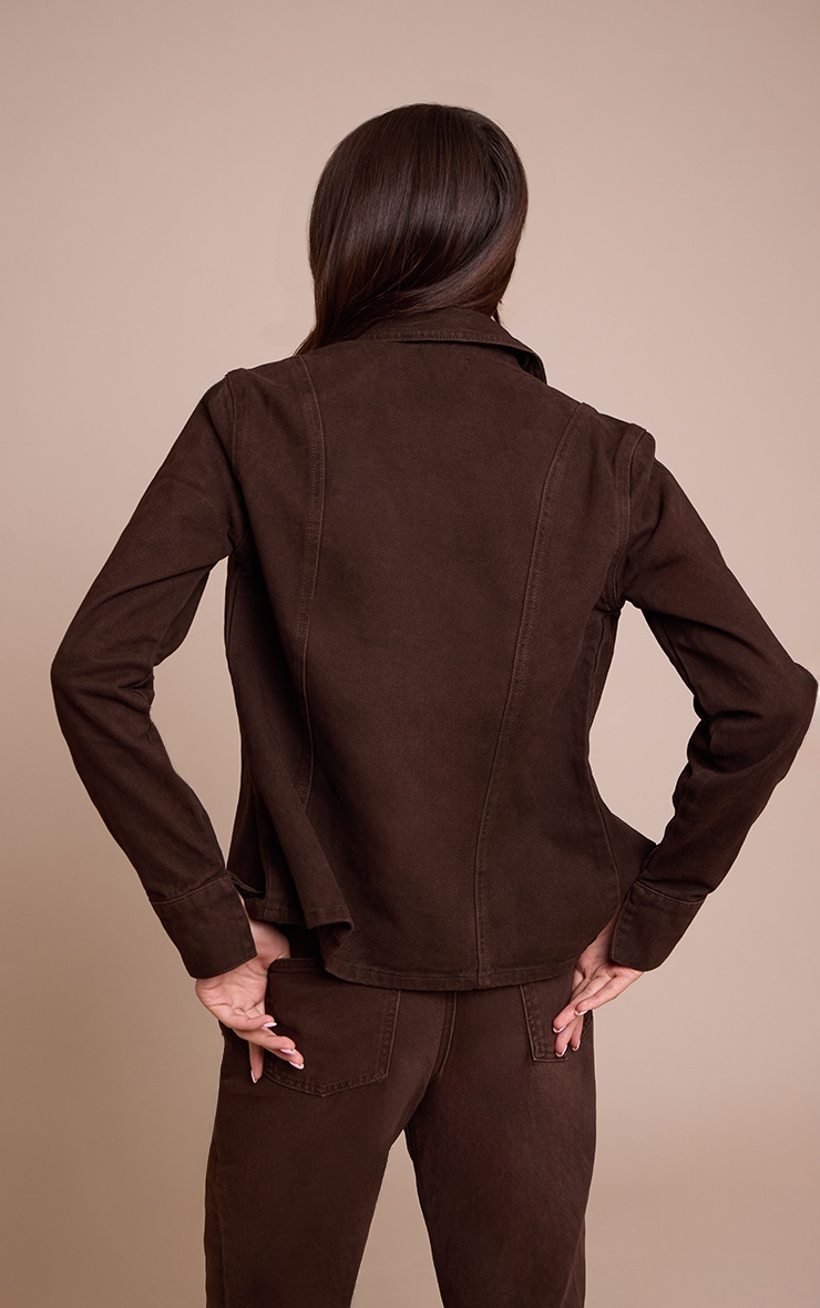 Dark Chocolate Fitted Seam Detail Shirt image 2