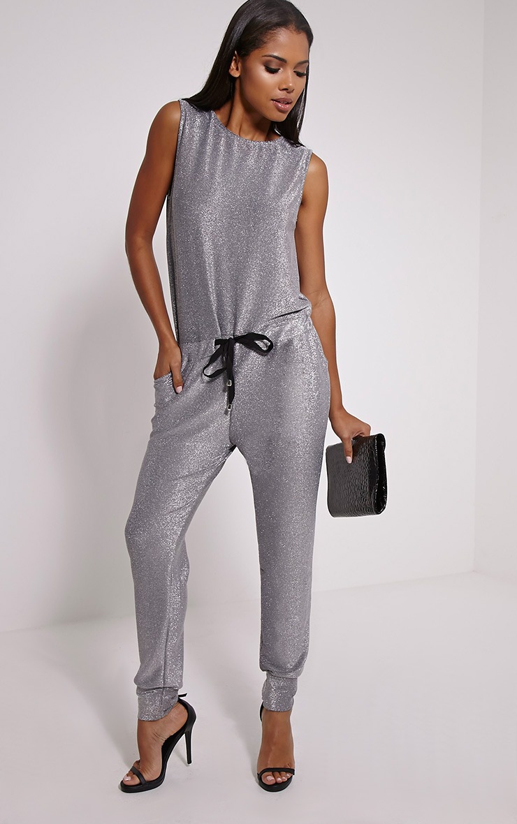 Silver Glitter Jumpsuit Knitwear PrettyLittleThing