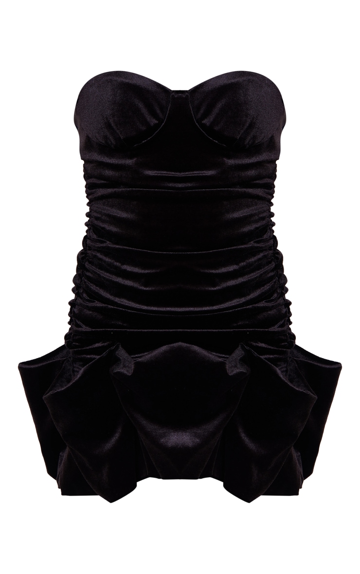 Robe moulante bustier en velours noir à jupe bouffante image 5