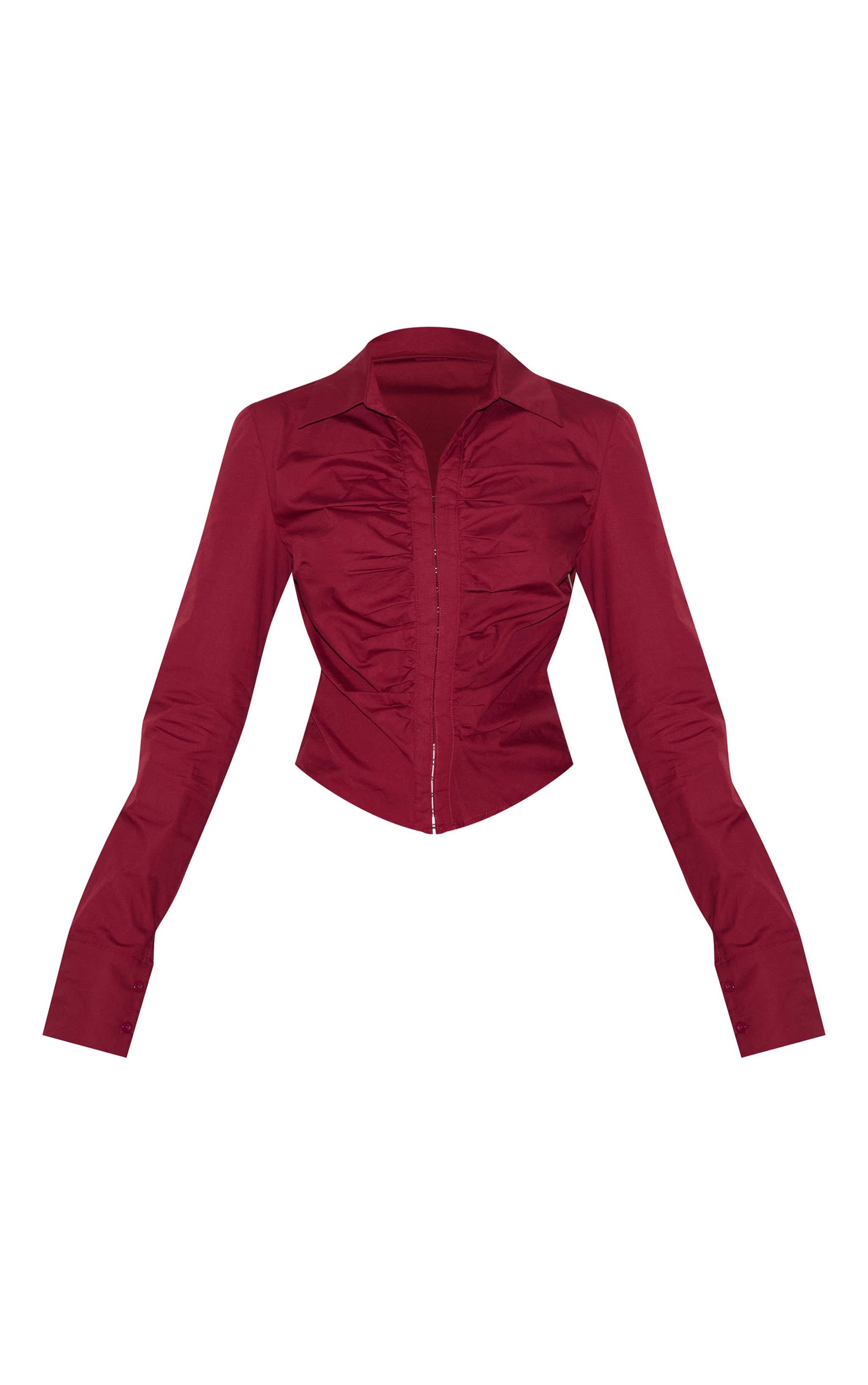 Plum Hook And Eye Ruched Fitted Shirt image 5
