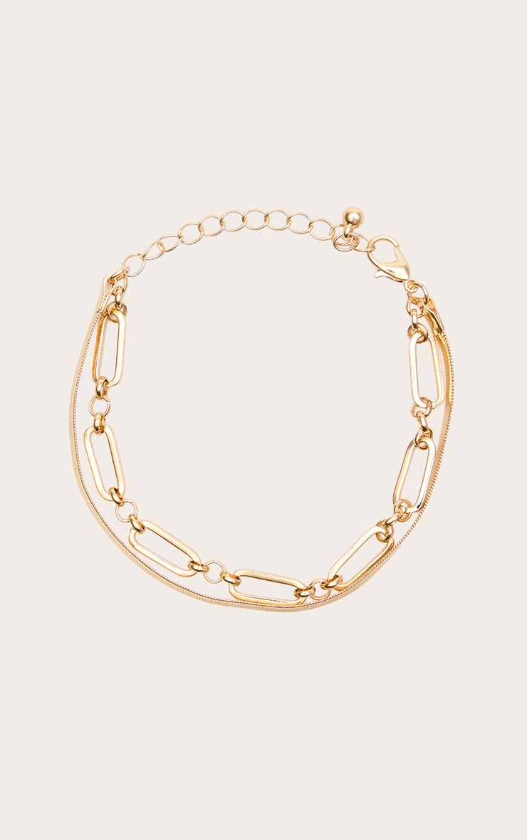 Gold Snake Chain Layered Link Bracelet  image 2