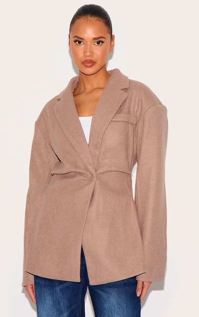Blazer cintré en effet laine marron