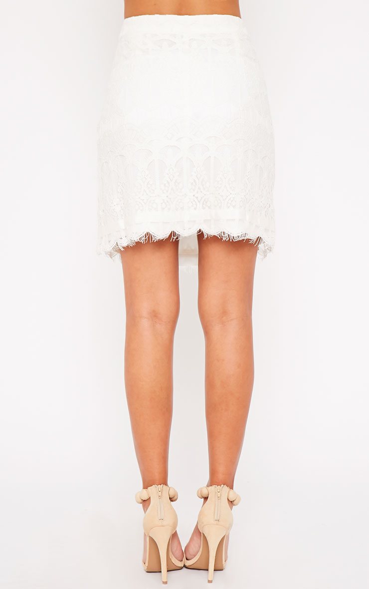 Linnea Cream Lace Skirt Skirts PrettyLittleThing PrettyLittleThing