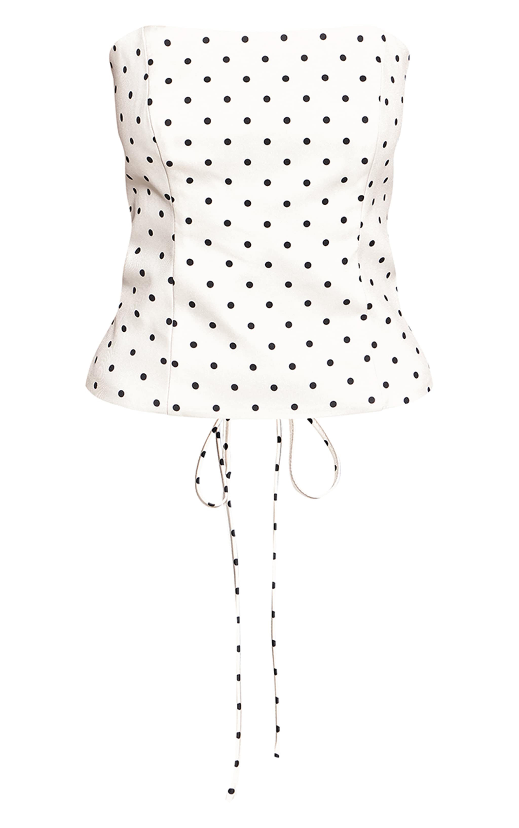 Cream Polka Dot Woven Lace Up Back Bandeau image 5