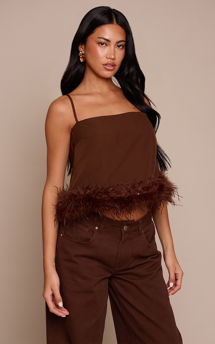 Chocolate Woven Feather Cami image 1