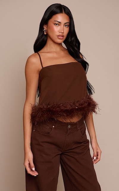 Chocolate Woven Feather Cami