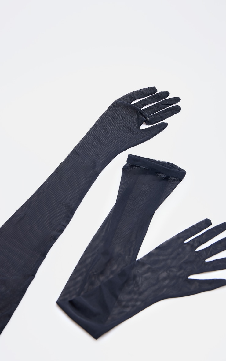 Gants en mesh noir très longs image 2