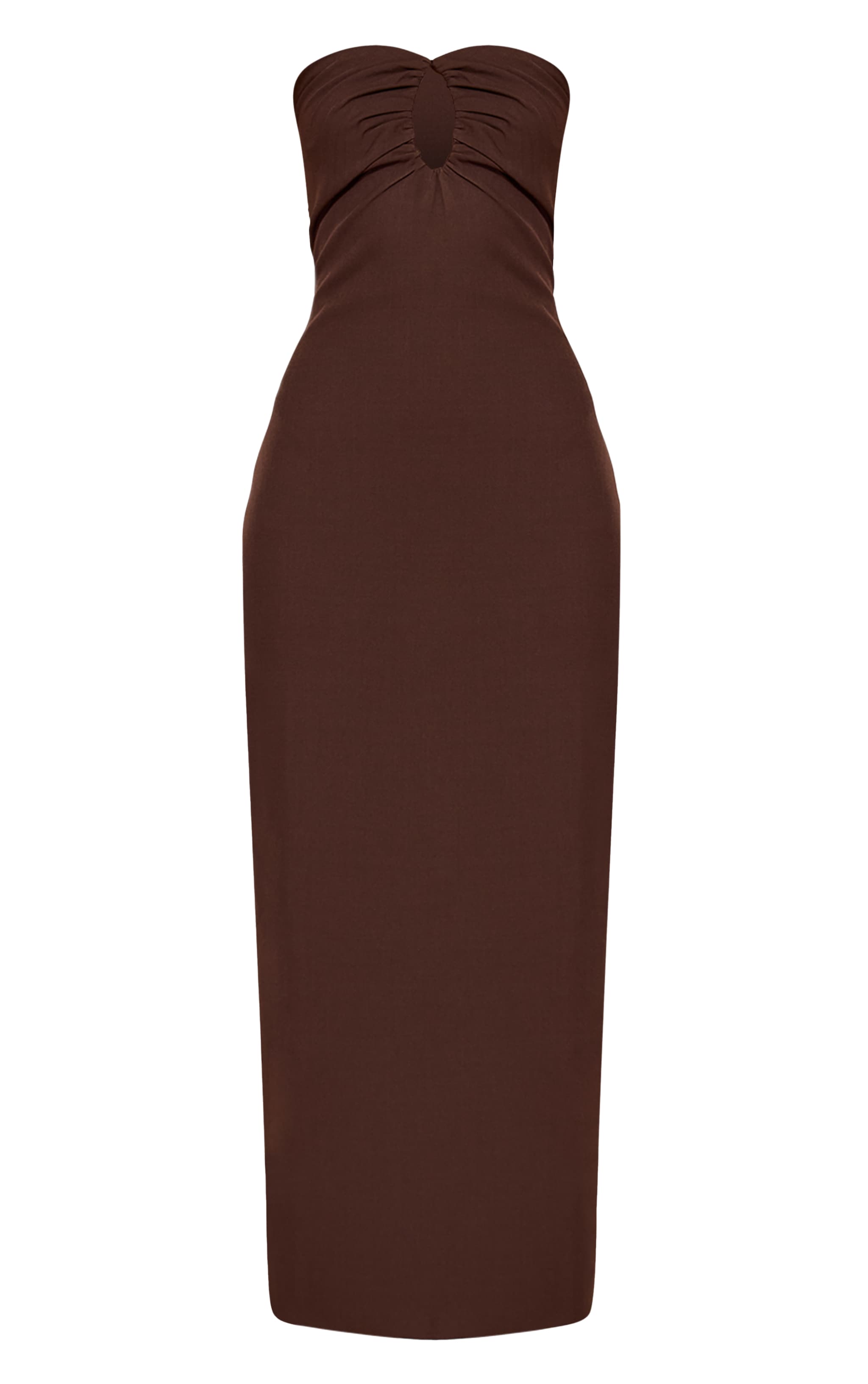 Chocolate Woven Tailored Cut Out Detail Maxi Dress image 5