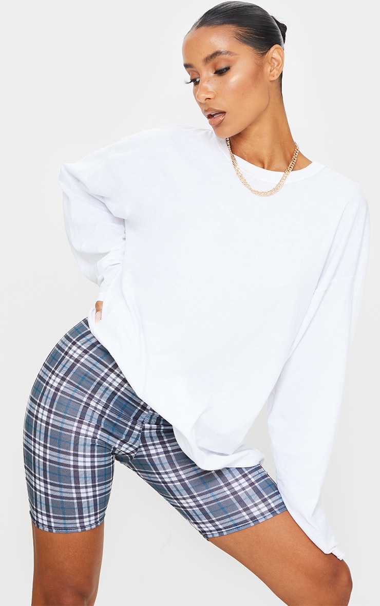 Grey Check Cycle Shorts