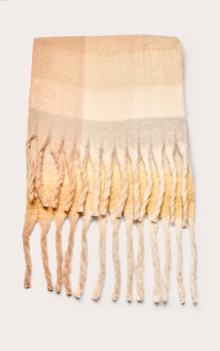 Mustard Plaid Tassel Detail Blanket Scarf image 2