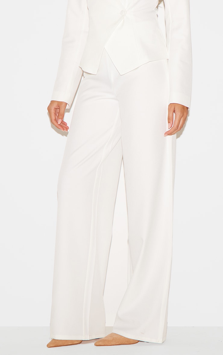  Cream Tailored Woven Wide Leg Pants image 2