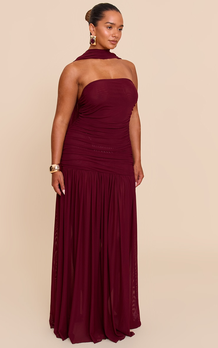 SHAPE PLUM Ruched Scarf Dropped Waist Maxi Dress image 1