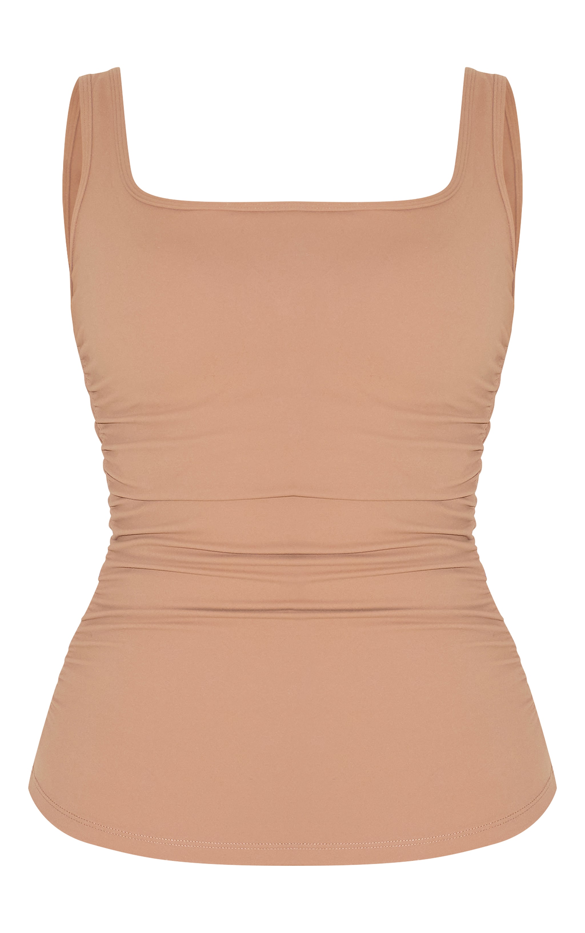 Shape Top de sport long taupe froncé sur les côtés à bonnets image 5