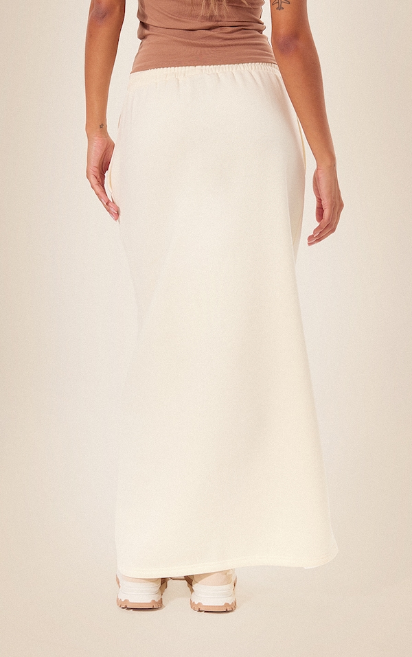 Cream Sweat Drawstring Midi Skirt Bottoms PrettyLittleThing AUS