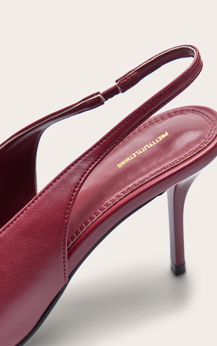 Oxblood Pu Pointed Toe Slingback Heels image 5