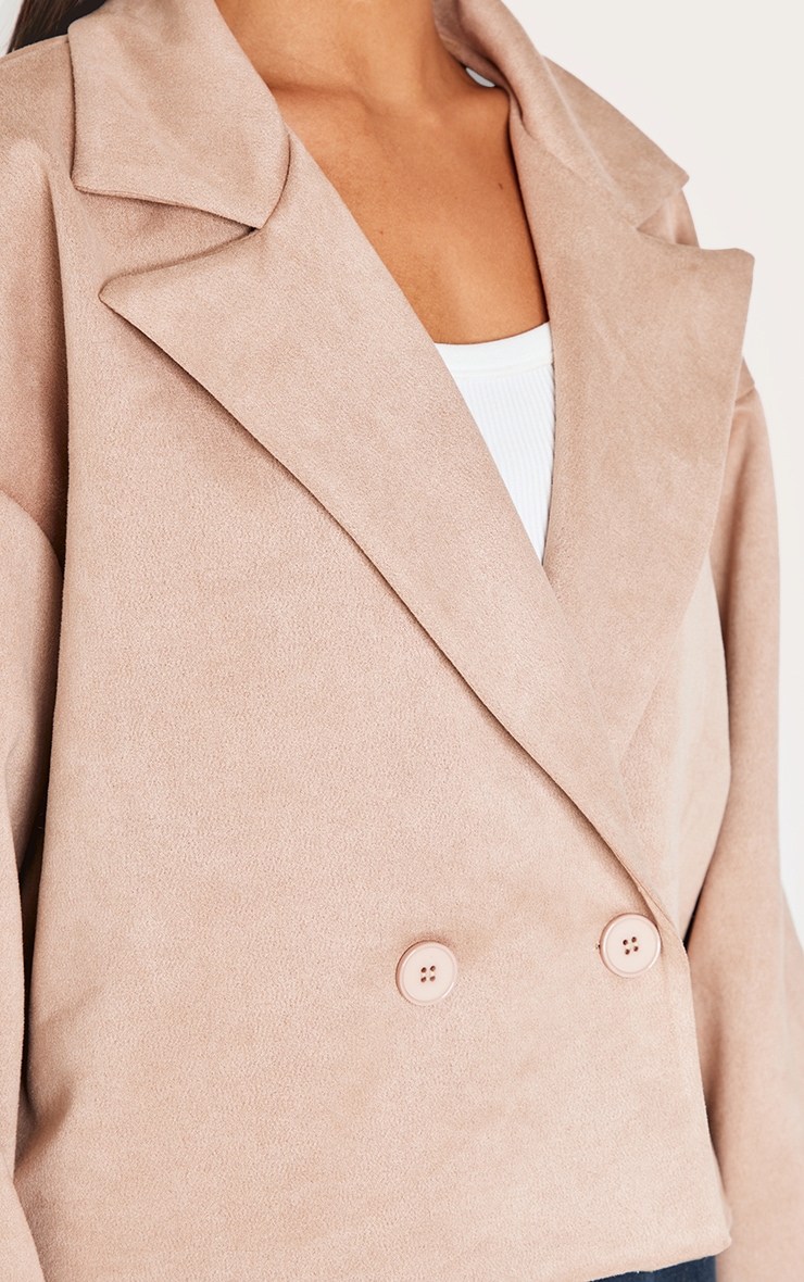 Stone Faux Suede Balloon Sleeve Trench Coat image 4