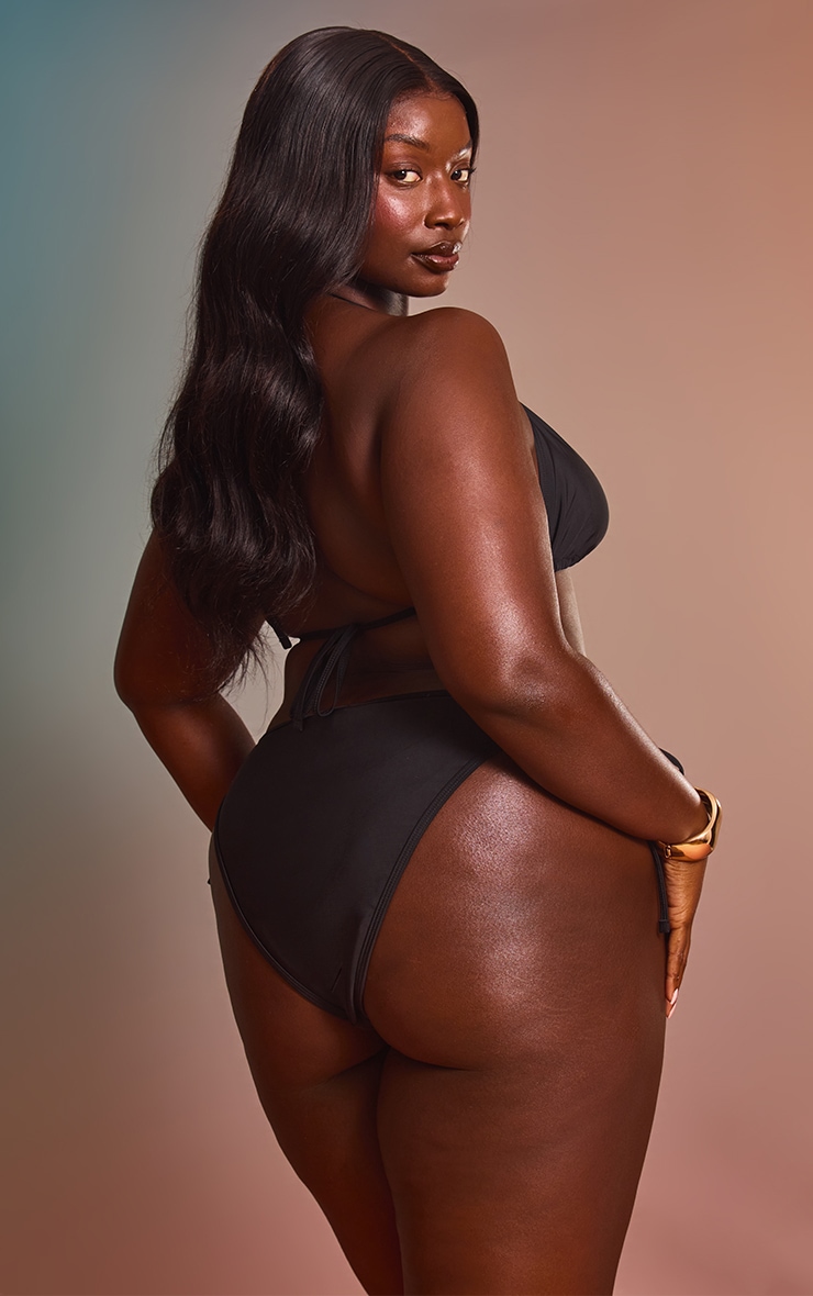 Plus Mix & Match Tie Side  Black Bikini Bottoms image 2