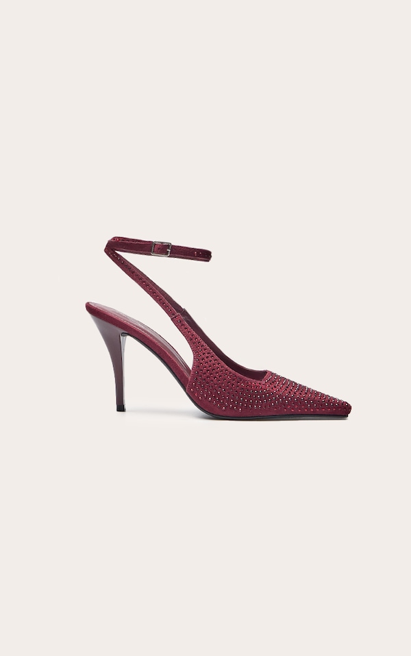 Burgundy Hotfix Heeled Sandal
